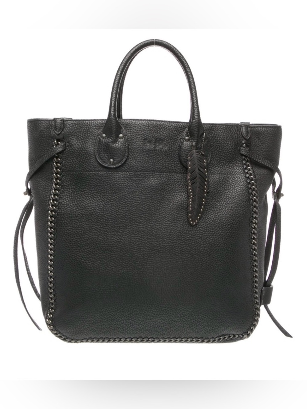 Coach 33916 Tatum Tall Tote in Whiplash Leather W/ Feather (Black/Gunmetal) -EUC